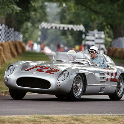 Stirling Moss and Denis Jenkinson in the Mercedes 300SLR Mille Miglia winner